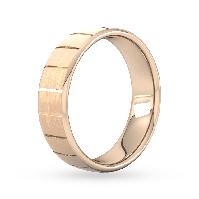 Goldsmiths 6mm Slight Court Standard Vertical Lines Wedding Ring In 9 Carat Rose Gold