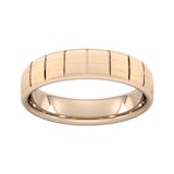 Goldsmiths 5mm Slight Court Heavy Vertical Lines Wedding Ring In 9 Carat Rose Gold - Ring Size S