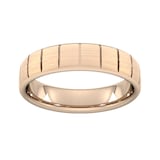 Goldsmiths 5mm Slight Court Extra Heavy Vertical Lines Wedding Ring In 9 Carat Rose Gold - Ring Size S