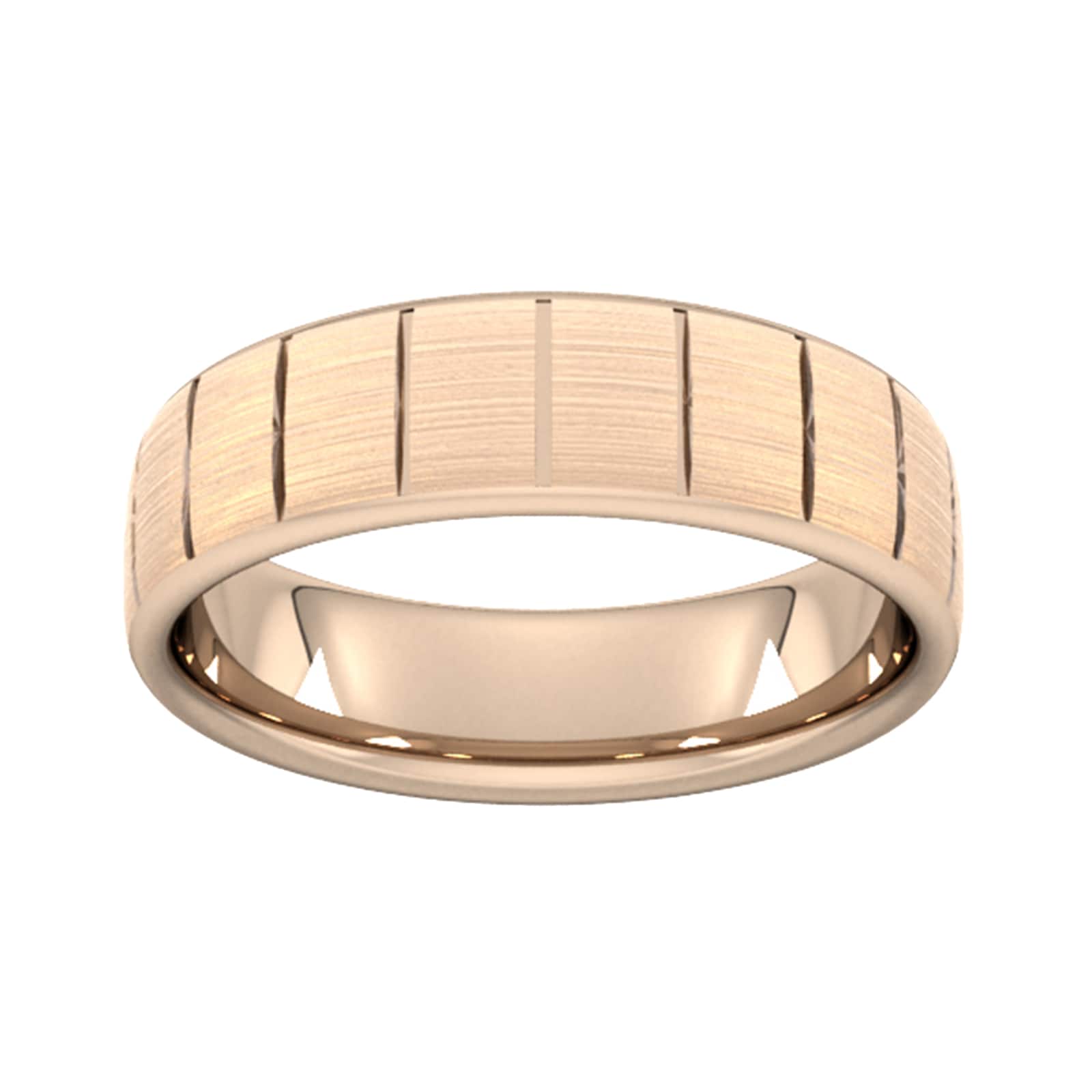 6mm Slight Court Extra Heavy Vertical Lines Wedding Ring In 9 Carat Rose Gold - Ring Size O