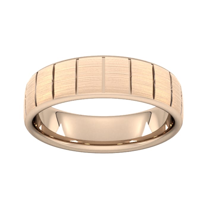 Goldsmiths 6mm Slight Court Extra Heavy Vertical Lines Wedding Ring In 9 Carat Rose Gold - Ring Size Z