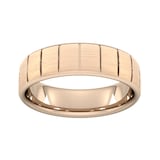 Goldsmiths 6mm Slight Court Extra Heavy Vertical Lines Wedding Ring In 9 Carat Rose Gold - Ring Size Z