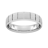Goldsmiths 5mm Slight Court Heavy Vertical Lines Wedding Ring In 18 Carat White Gold - Ring Size Q