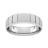 Goldsmiths 6mm Slight Court Heavy Vertical Lines Wedding Ring In 18 Carat White Gold - Ring Size M