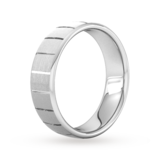 Goldsmiths 6mm Slight Court Heavy Vertical Lines Wedding Ring In 18 Carat White Gold - Ring Size M