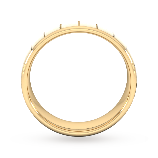 Goldsmiths 6mm Slight Court Standard Vertical Lines Wedding Ring In 18 Carat Yellow Gold