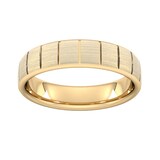 Goldsmiths 5mm Slight Court Extra Heavy Vertical Lines Wedding Ring In 18 Carat Yellow Gold