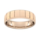 Goldsmiths 6mm Slight Court Standard Vertical Lines Wedding Ring In 18 Carat Rose Gold