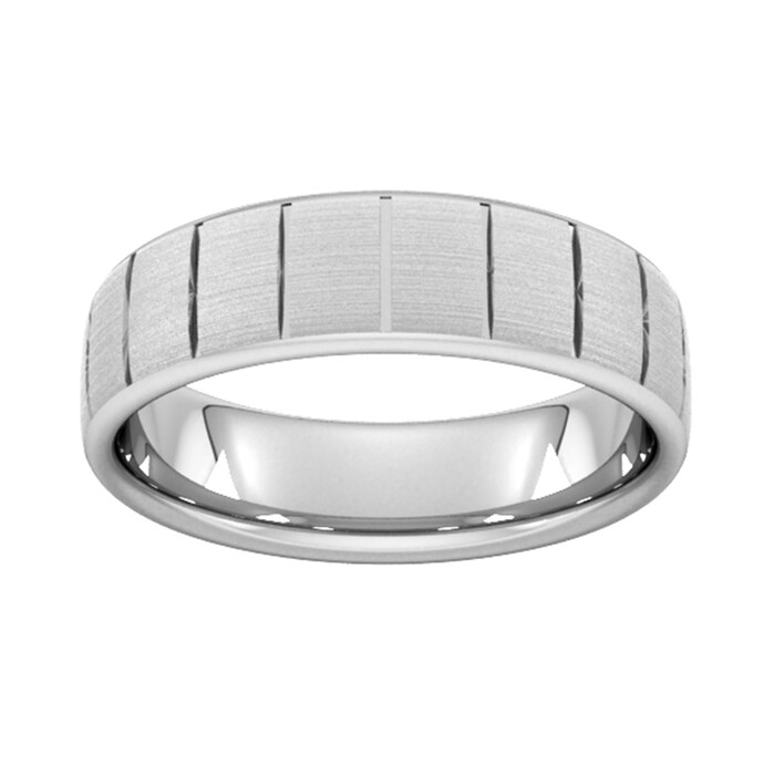 Goldsmiths 5mm Traditional Court Heavy Vertical Lines Wedding Ring In 9 Carat White Gold