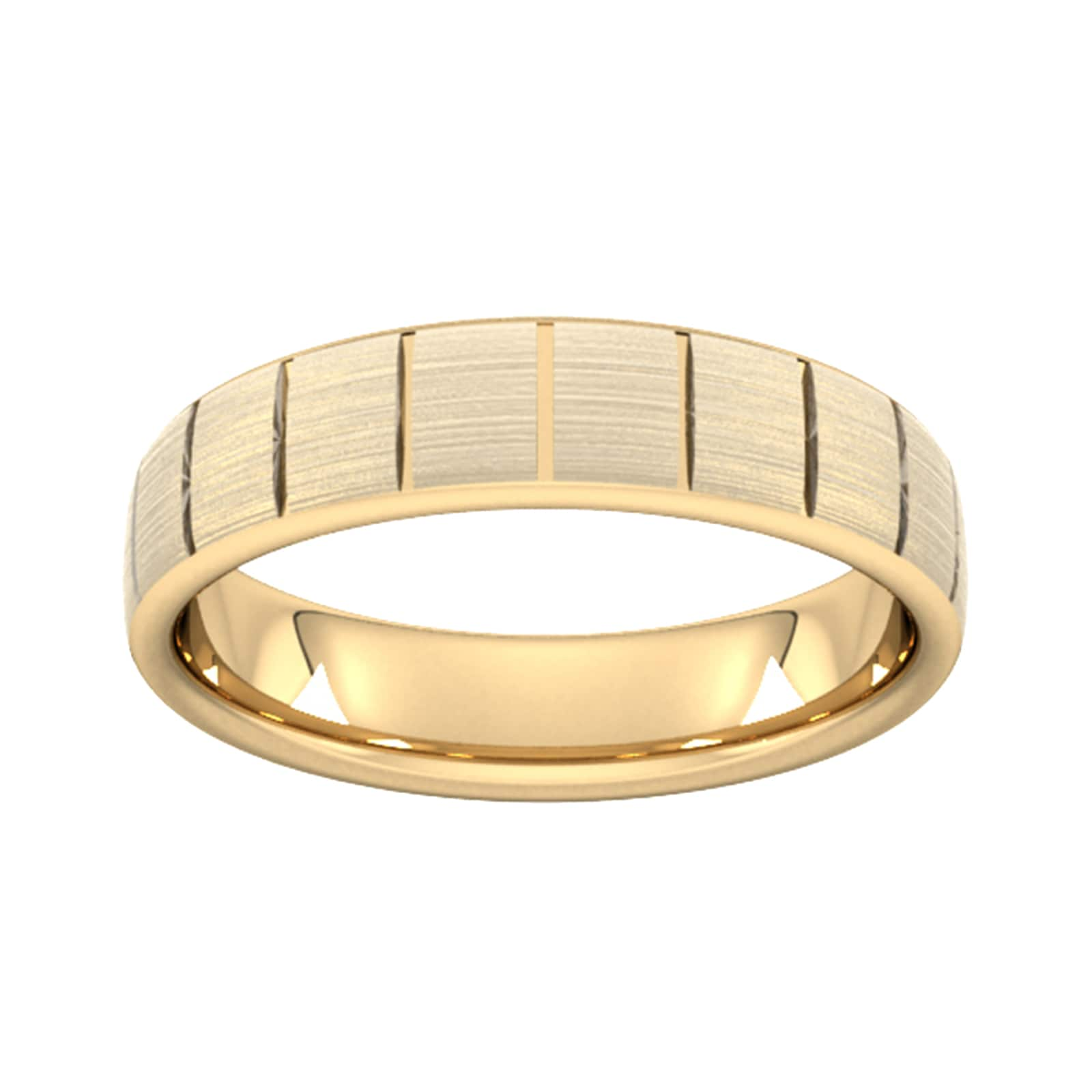 5mm Traditional Court Standard Vertical Lines Wedding Ring In 9 Carat Yellow Gold - Ring Size L