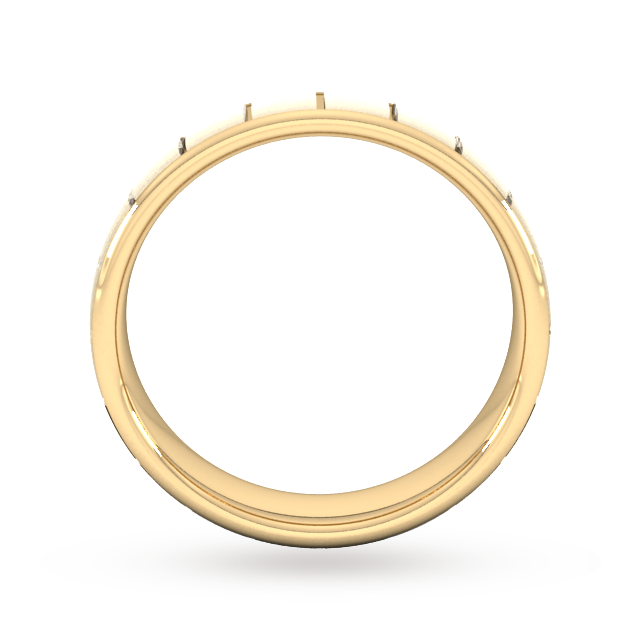 Goldsmiths 5mm Traditional Court Standard Vertical Lines Wedding Ring In 9 Carat Yellow Gold