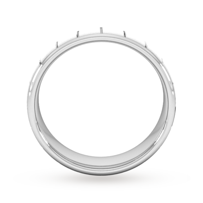 Goldsmiths 6mm Traditional Court Heavy Vertical Lines Wedding Ring In 18 Carat White Gold - Ring Size U