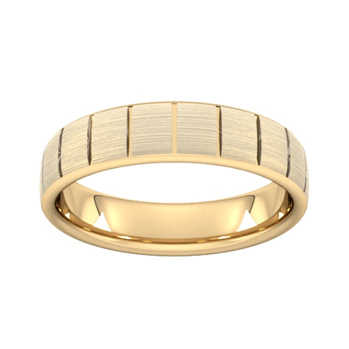 Goldsmiths 5mm Traditional Court Standard Vertical Lines Wedding Ring In 18 Carat Yellow Gold