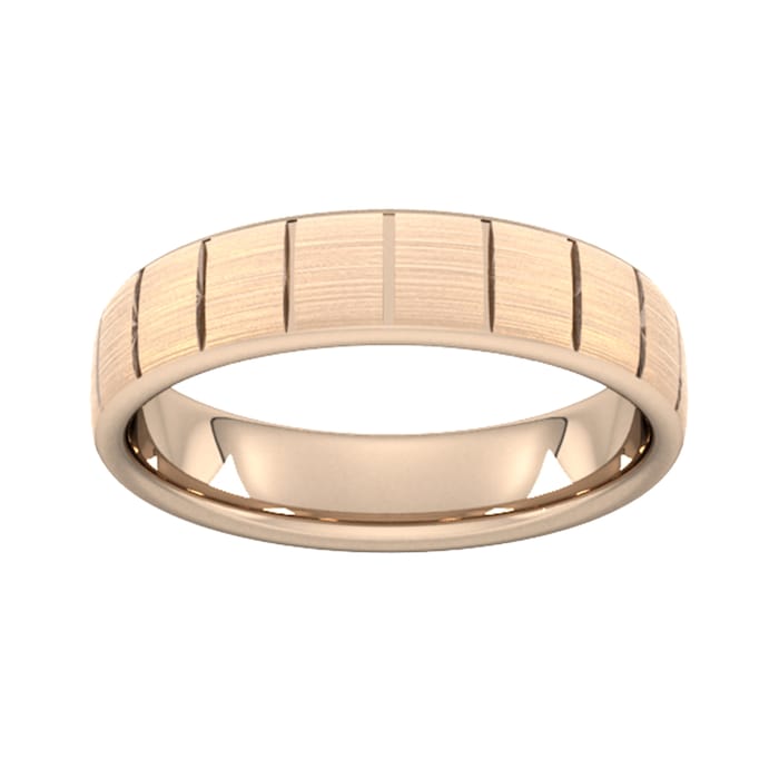 Goldsmiths 5mm Traditional Court Standard Vertical Lines Wedding Ring In 18 Carat Rose Gold