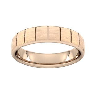 Goldsmiths 5mm Traditional Court Standard Vertical Lines Wedding Ring In 18 Carat Rose Gold