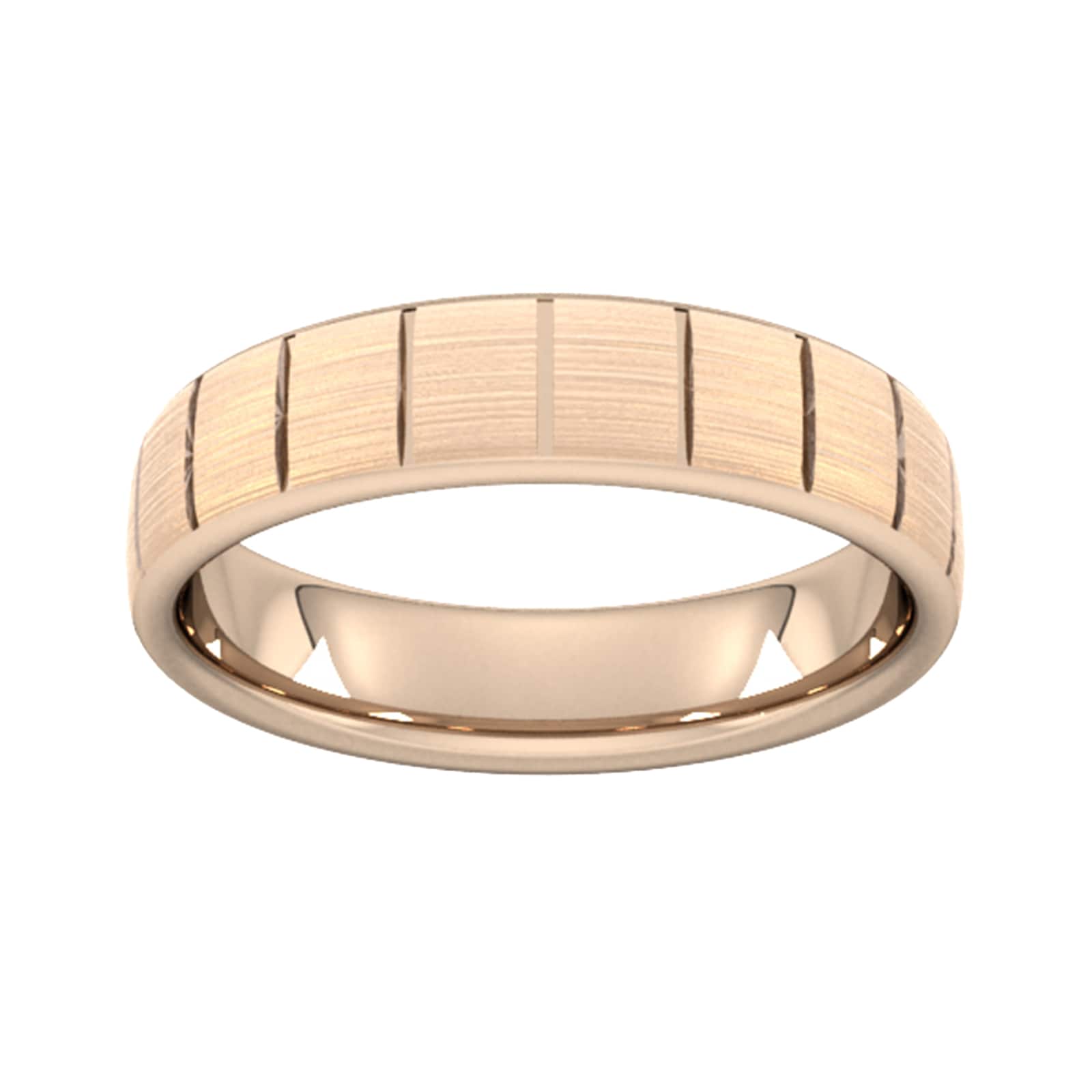 Goldsmiths 5mm Traditional Court Standard Vertical Lines Wedding Ring In 18 Carat Rose Gold