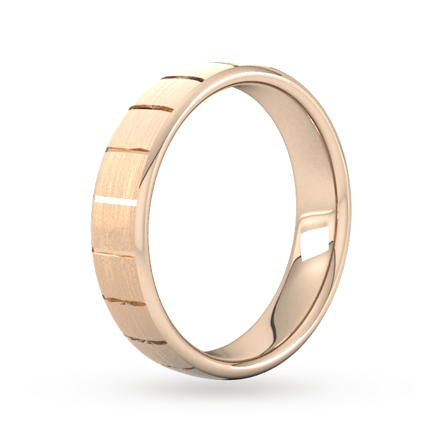 Goldsmiths 5mm Traditional Court Standard Vertical Lines Wedding Ring In 18 Carat Rose Gold