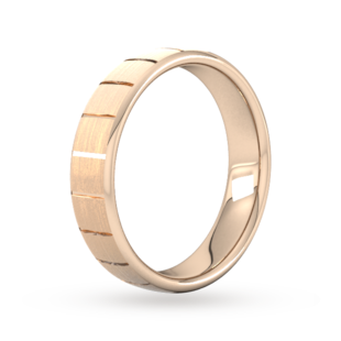 Goldsmiths 5mm Traditional Court Standard Vertical Lines Wedding Ring In 18 Carat Rose Gold