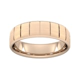 Goldsmiths 6mm Traditional Court Heavy Vertical Lines Wedding Ring In 18 Carat Rose Gold - Ring Size O