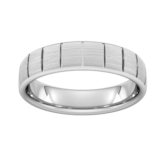 Goldsmiths 5mm Traditional Court Standard Vertical Lines Wedding Ring In Platinum - Ring Size P