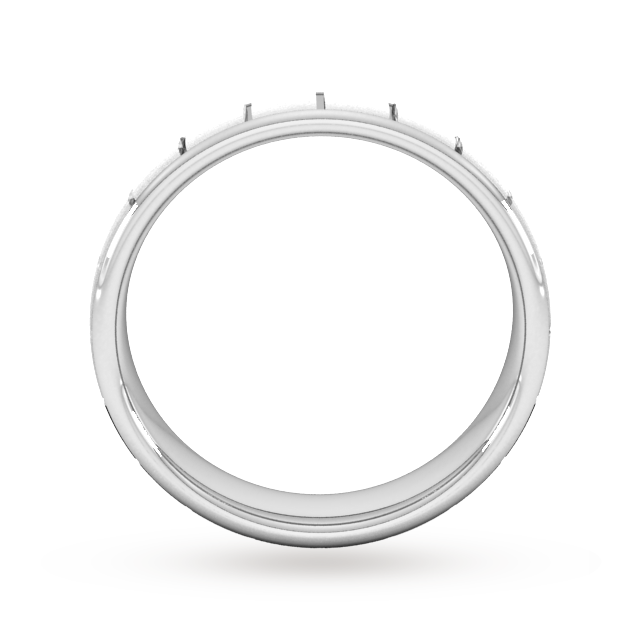 Goldsmiths 5mm D Shape Standard Vertical Lines Wedding Ring In 9 Carat White Gold