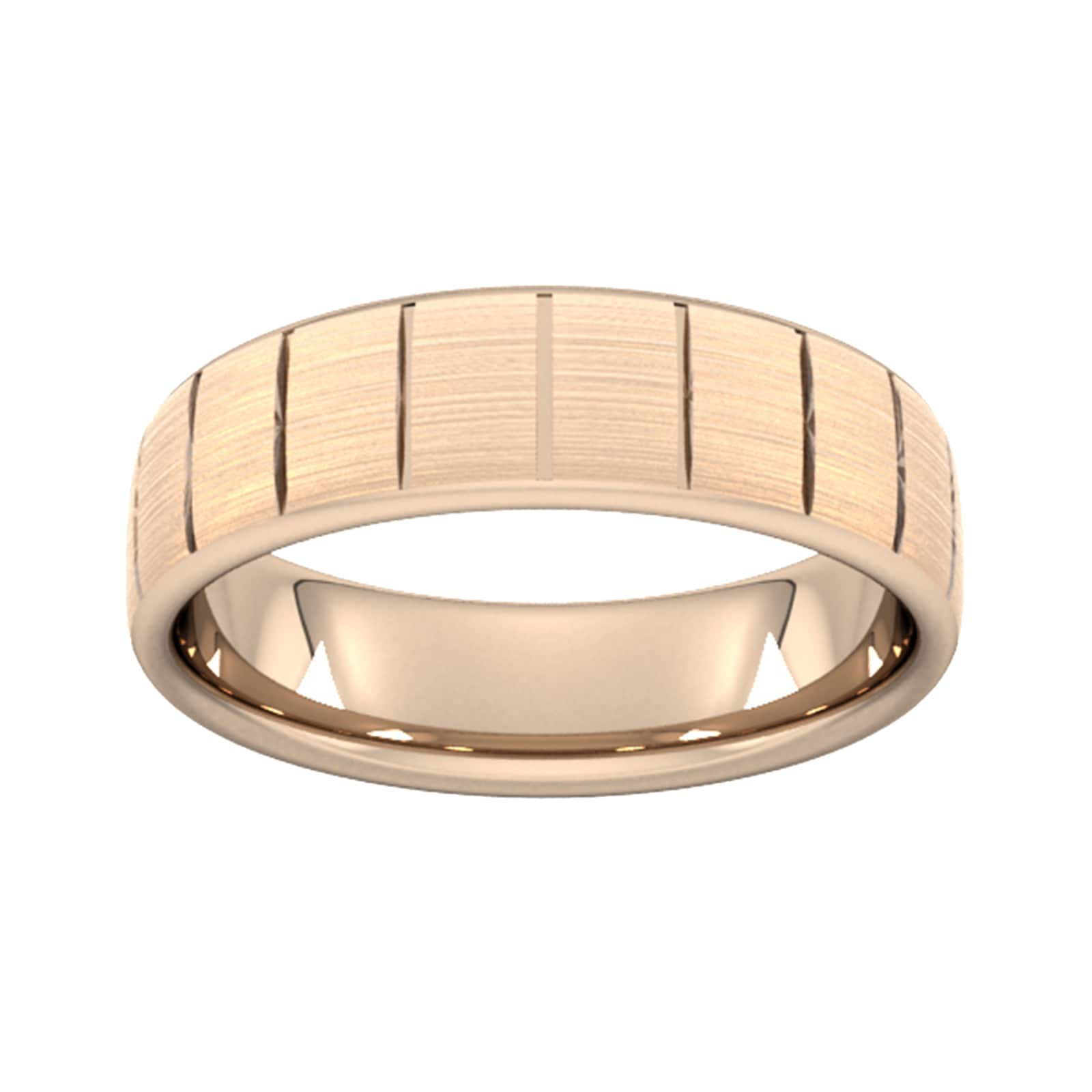 6mm D Shape Standard Vertical Lines Wedding Ring In 9 Carat Rose Gold - Ring Size Q