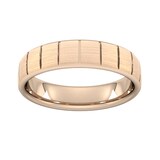 Goldsmiths 5mm D Shape Heavy Vertical Lines Wedding Ring In 9 Carat Rose Gold