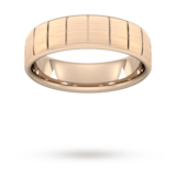 Goldsmiths 6mm D Shape Heavy Vertical Lines Wedding Ring In 9 Carat Rose Gold - Ring Size M