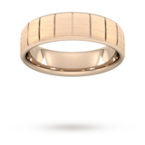 Goldsmiths 6mm D Shape Heavy Vertical Lines Wedding Ring In 9 Carat Rose Gold