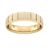 Goldsmiths 5mm D Shape Standard Vertical Lines Wedding Ring In 18 Carat Yellow Gold