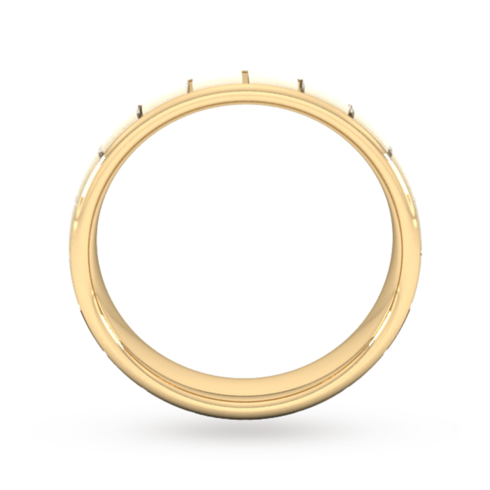 Goldsmiths 5mm D Shape Standard Vertical Lines Wedding Ring In 18 Carat Yellow Gold