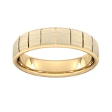 Goldsmiths 5mm D Shape Heavy Vertical Lines Wedding Ring In 18 Carat Yellow Gold