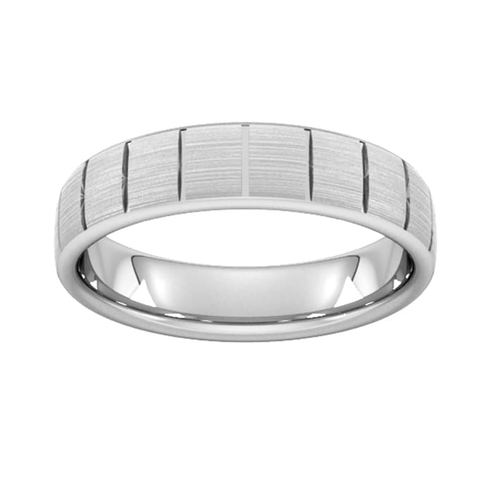 Goldsmiths 5mm D Shape Standard Vertical Lines Wedding Ring In Platinum - Ring Size P