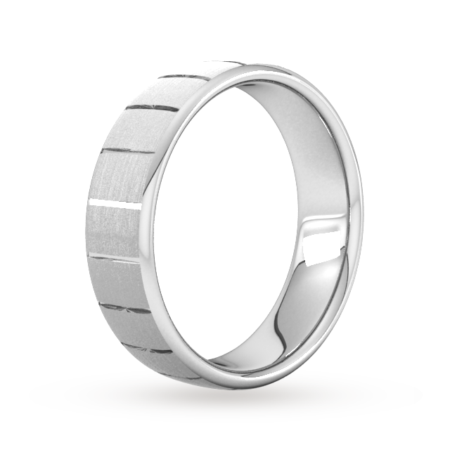 Goldsmiths 6mm D Shape Standard Vertical Lines Wedding Ring In Platinum