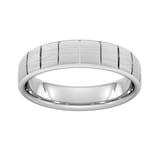 Goldsmiths 5mm D Shape Heavy Vertical Lines Wedding Ring In Platinum