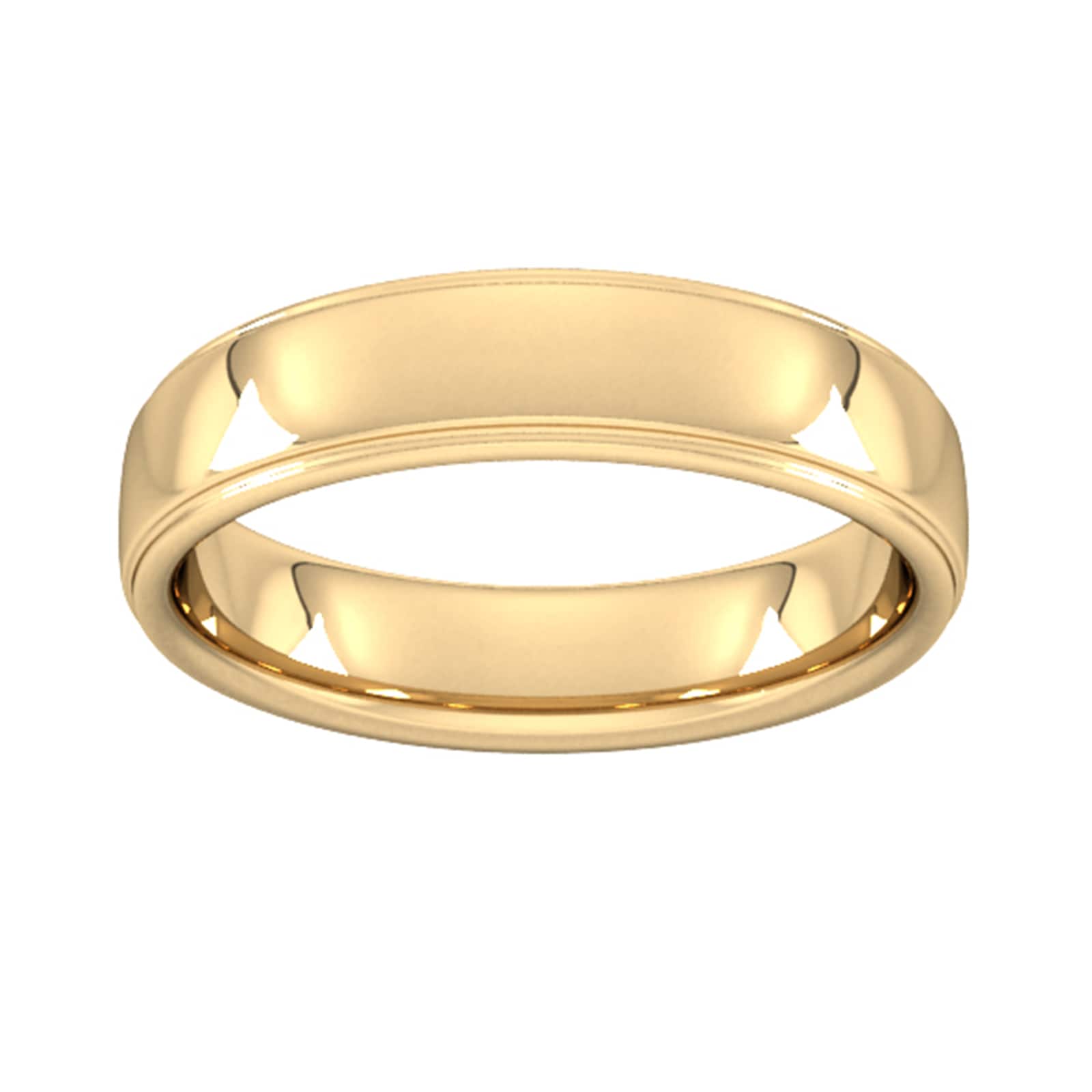 5mm Slight Court Extra Heavy Polished Finish With Grooves Wedding Ring In 9 Carat Yellow Gold - Ring Size K