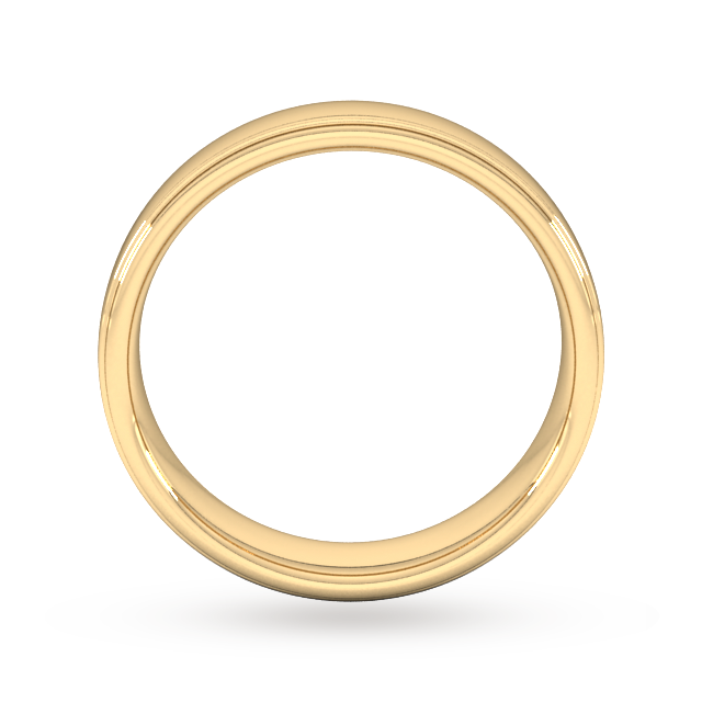 Goldsmiths 5mm Slight Court Extra Heavy Polished Finish With Grooves Wedding Ring In 9 Carat Yellow Gold - Ring Size Q