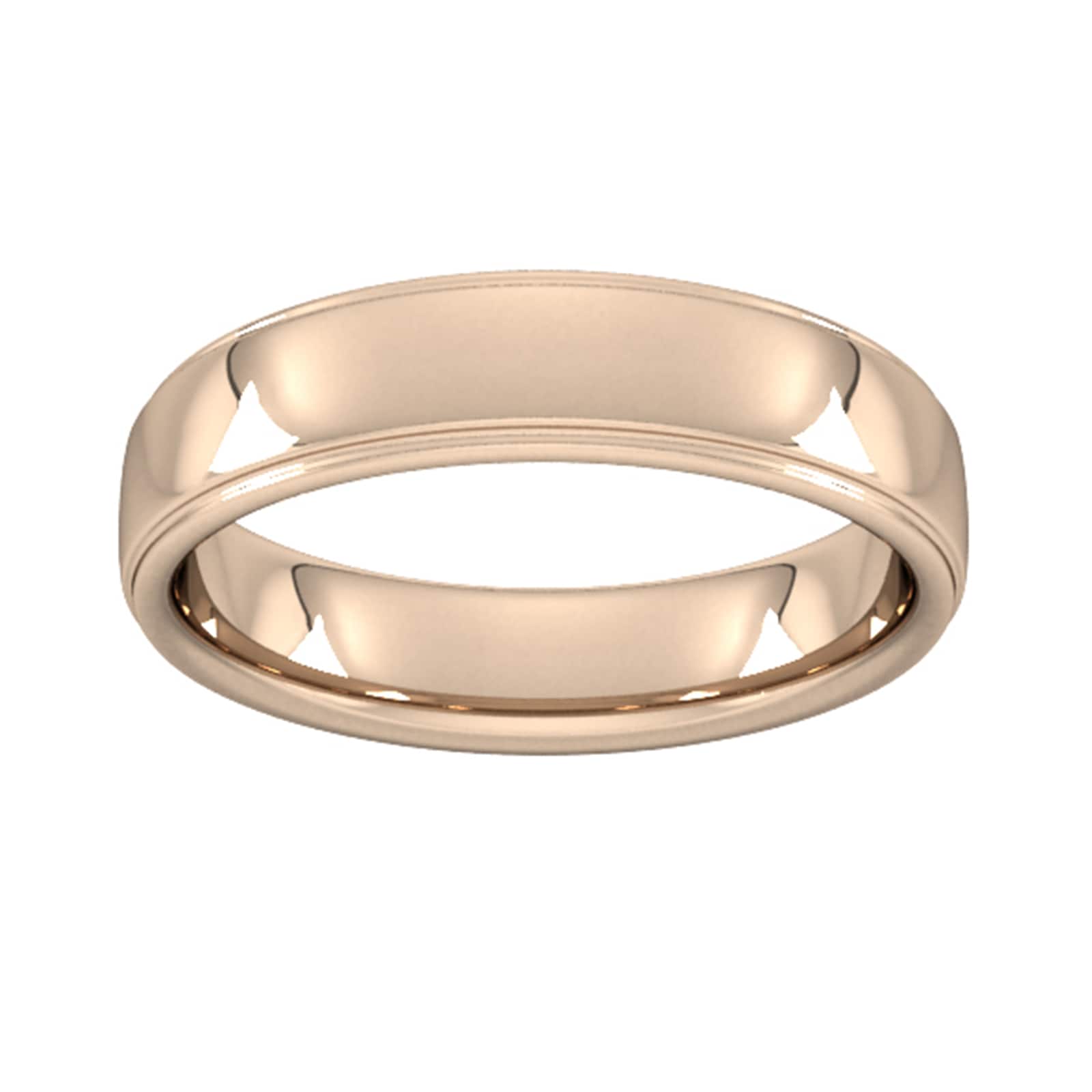 5mm Slight Court Standard Polished Finish With Grooves Wedding Ring In 9 Carat Rose Gold - Ring Size Z