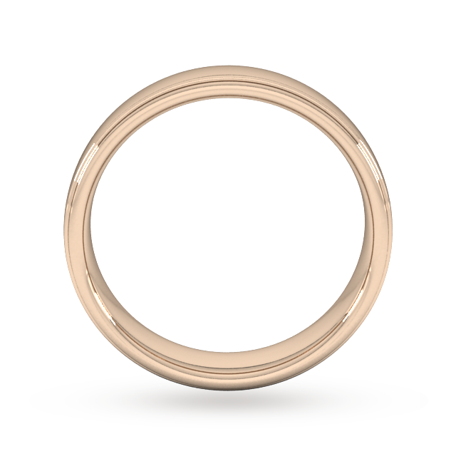 Goldsmiths 5mm Slight Court Standard Polished Finish With Grooves Wedding Ring In 9 Carat Rose Gold - Ring Size Q