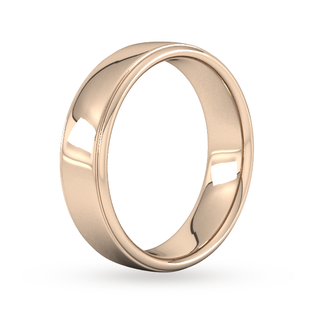 Goldsmiths 6mm Slight Court Heavy Polished Finish With Grooves Wedding Ring In 9 Carat Rose Gold - Ring Size Q