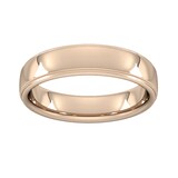 Goldsmiths 5mm Slight Court Standard Polished Finish With Grooves Wedding Ring In 18 Carat Rose Gold