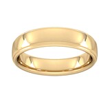 Goldsmiths 5mm Flat Court Heavy Polished Finish With Grooves Wedding Ring In 18 Carat Yellow Gold