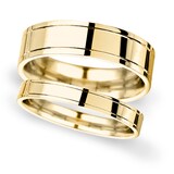 Goldsmiths 6mm Flat Court Heavy Polished Finish With Grooves Wedding Ring In 18 Carat Yellow Gold - Ring Size P