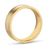 Goldsmiths 6mm Flat Court Heavy Polished Finish With Grooves Wedding Ring In 18 Carat Yellow Gold