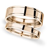 Goldsmiths 6mm Flat Court Heavy Polished Finish With Grooves Wedding Ring In 18 Carat Rose Gold