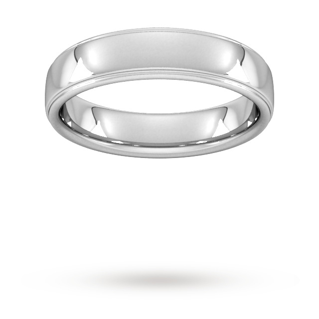 5mm Flat Court Heavy Polished Finish With Grooves Wedding Ring In 950 Palladium - Ring Size M