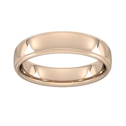 08301528 - 5mm Traditional Court Standard Polished Finish With Grooves Wedding Ring In 9 Carat Rose Gold