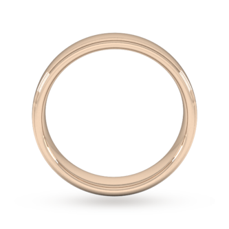 Goldsmiths 5mm Traditional Court Standard Polished Finish With Grooves Wedding Ring In 9 Carat Rose Gold
