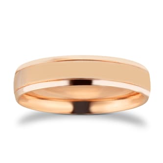 Goldsmiths 5mm Traditional Court Heavy Polished Finish With Grooves Wedding Ring In 9 Carat Rose Gold Goldsmiths 5mm Traditional Court Heavy Polished Finish With Grooves Wedding Ring In 9 Carat Rose Gold