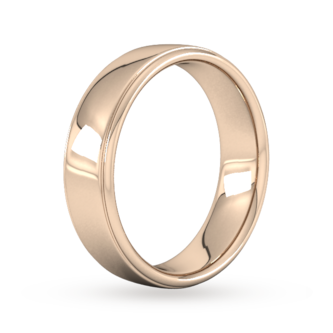 Goldsmiths 6mm D Shape Heavy Polished Finish With Grooves Wedding Ring In 9 Carat Rose Gold